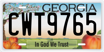 GA license plate CWT9765