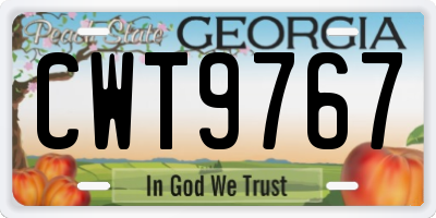GA license plate CWT9767