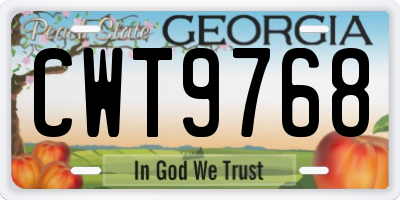 GA license plate CWT9768
