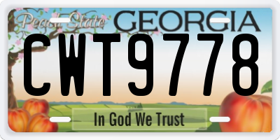 GA license plate CWT9778