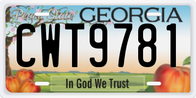 GA license plate CWT9781