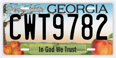 GA license plate CWT9782
