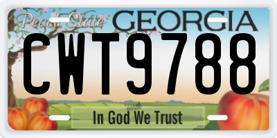GA license plate CWT9788