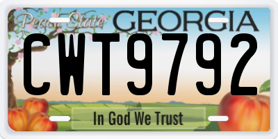 GA license plate CWT9792