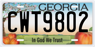 GA license plate CWT9802