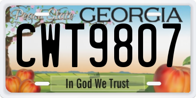 GA license plate CWT9807
