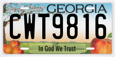 GA license plate CWT9816