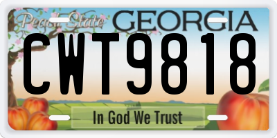 GA license plate CWT9818