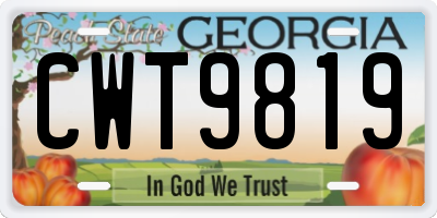 GA license plate CWT9819