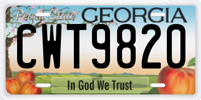 GA license plate CWT9820