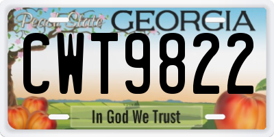 GA license plate CWT9822
