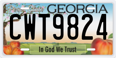 GA license plate CWT9824