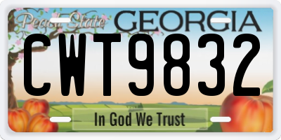 GA license plate CWT9832