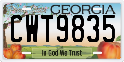 GA license plate CWT9835