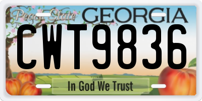 GA license plate CWT9836