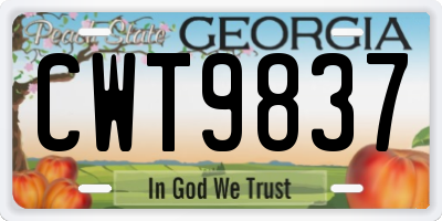 GA license plate CWT9837