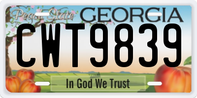 GA license plate CWT9839
