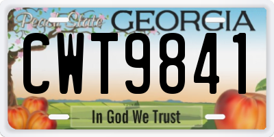 GA license plate CWT9841