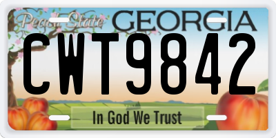 GA license plate CWT9842