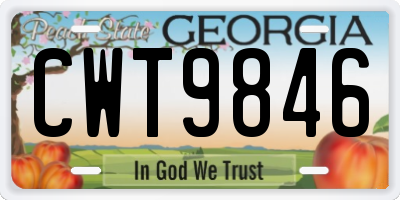 GA license plate CWT9846