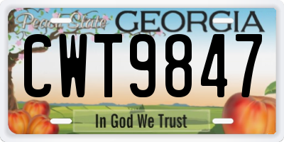 GA license plate CWT9847