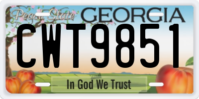GA license plate CWT9851