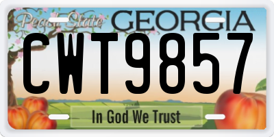 GA license plate CWT9857