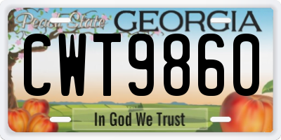 GA license plate CWT9860