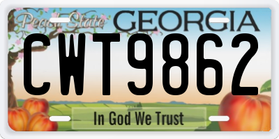 GA license plate CWT9862