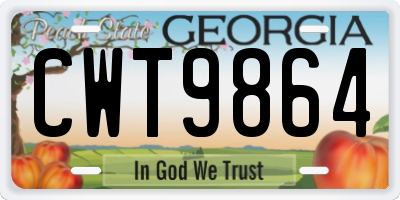 GA license plate CWT9864