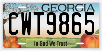 GA license plate CWT9865