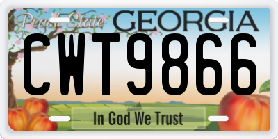 GA license plate CWT9866