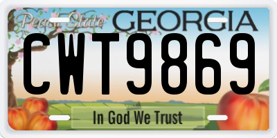 GA license plate CWT9869