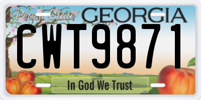 GA license plate CWT9871