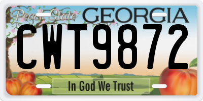 GA license plate CWT9872