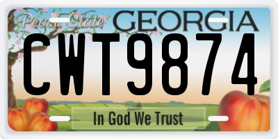 GA license plate CWT9874