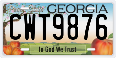 GA license plate CWT9876
