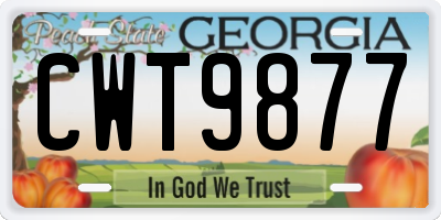 GA license plate CWT9877