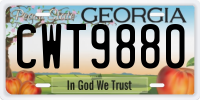 GA license plate CWT9880