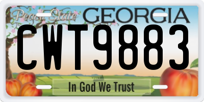 GA license plate CWT9883