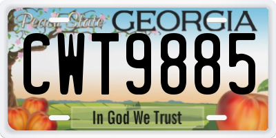 GA license plate CWT9885