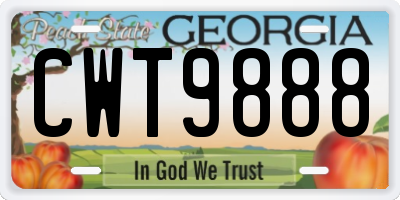 GA license plate CWT9888