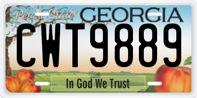 GA license plate CWT9889