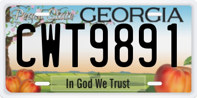 GA license plate CWT9891