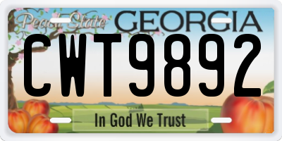 GA license plate CWT9892