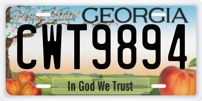 GA license plate CWT9894