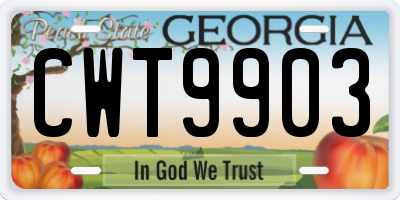 GA license plate CWT9903