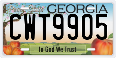 GA license plate CWT9905