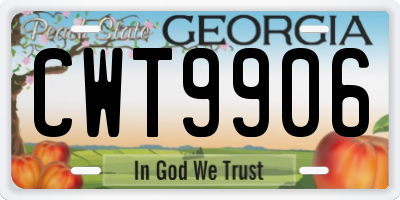 GA license plate CWT9906