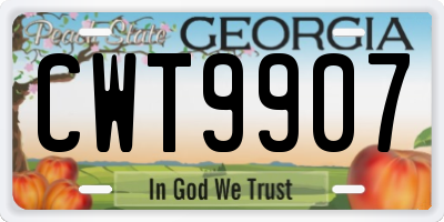 GA license plate CWT9907